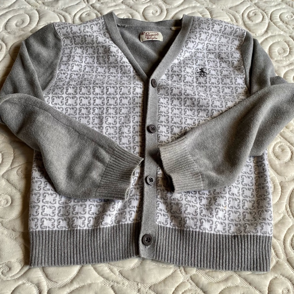 Original Penguin Gray and White Cardigan